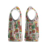 Hawaiian Santa Christmas Pattern Christmas Knitted V-Neck Vest White Version - Wonder Print Shop