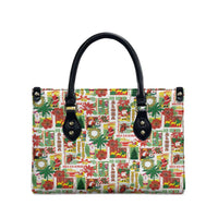 Hawaiian Santa Christmas Pattern Leather Bag White Version - Wonder Print Shop