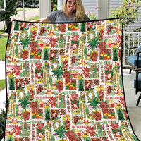 Hawaiian Santa Christmas Pattern Quilt White Version - Wonder Print Shop