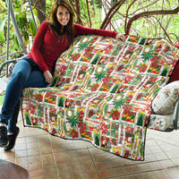 Hawaiian Santa Christmas Pattern Quilt White Version - Wonder Print Shop