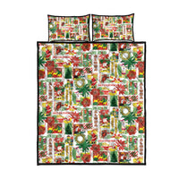 Hawaiian Santa Christmas Pattern Quilt Bed Set White Version - Wonder Print Shop