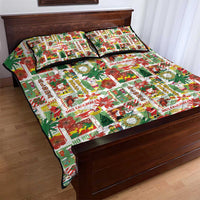 Hawaiian Santa Christmas Pattern Quilt Bed Set White Version - Wonder Print Shop