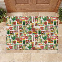 Hawaiian Santa Christmas Pattern Rubber Doormat White Version - Wonder Print Shop