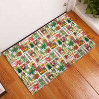 Hawaiian Santa Christmas Pattern Rubber Doormat White Version - Wonder Print Shop
