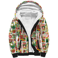 Hawaiian Santa Christmas Pattern Sherpa Hoodie White Version - Wonder Print Shop