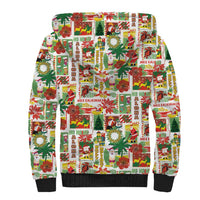 Hawaiian Santa Christmas Pattern Sherpa Hoodie White Version - Wonder Print Shop