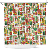 Hawaiian Santa Christmas Pattern Shower Curtain White Version - Wonder Print Shop