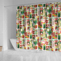 Hawaiian Santa Christmas Pattern Shower Curtain White Version - Wonder Print Shop