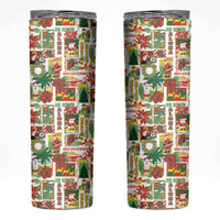 Hawaiian Santa Christmas Pattern Skinny Tumbler White Version - Wonder Print Shop