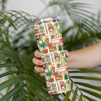 Hawaiian Santa Christmas Pattern Skinny Tumbler White Version - Wonder Print Shop