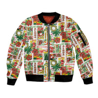 Hawaiian Santa Christmas Pattern Sleeve Zip Bomber Jacket White Version - Wonder Print Shop