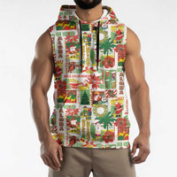 Hawaiian Santa Christmas Pattern Sleeveless Hoodie White Version - Wonder Print Shop