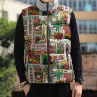 Hawaiian Santa Christmas Pattern Sleeveless Puffer Jacket White Version - Wonder Print Shop