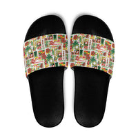 Hawaiian Santa Christmas Pattern Slide Sandals White Version - Wonder Print Shop