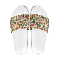 Hawaiian Santa Christmas Pattern Slide Sandals White Version - Wonder Print Shop