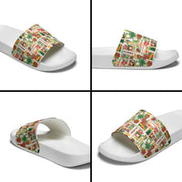 Hawaiian Santa Christmas Pattern Slide Sandals White Version - Wonder Print Shop