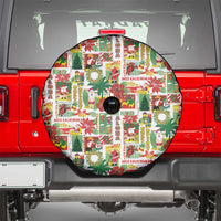 Hawaiian Santa Christmas Pattern Spare Tire Cover White Version - Wonder Print Shop