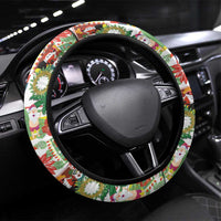 Hawaiian Santa Christmas Pattern Steering Wheel Cover White Version - Wonder Print Shop
