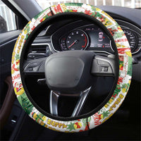Hawaiian Santa Christmas Pattern Steering Wheel Cover White Version - Wonder Print Shop
