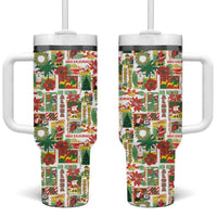 Hawaiian Santa Christmas Pattern Tumbler With Handle White Version - Wonder Print Shop