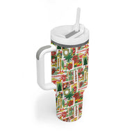 Hawaiian Santa Christmas Pattern Tumbler With Handle White Version - Wonder Print Shop