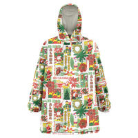 Hawaiian Santa Christmas Pattern Wearable Blanket Hoodie White Version - Wonder Print Shop