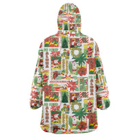 Hawaiian Santa Christmas Pattern Wearable Blanket Hoodie White Version - Wonder Print Shop