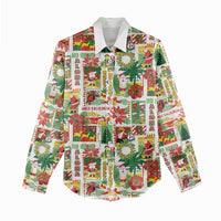 Hawaiian Santa Christmas Pattern Women Casual Shirt White Version - Wonder Print Shop
