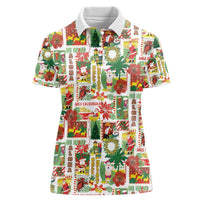Hawaiian Santa Christmas Pattern Women Polo Shirt White Version - Wonder Print Shop