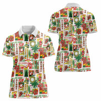 Hawaiian Santa Christmas Pattern Women Polo Shirt White Version - Wonder Print Shop