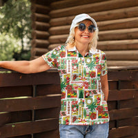 Hawaiian Santa Christmas Pattern Women Polo Shirt White Version - Wonder Print Shop