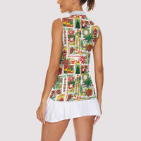 Hawaiian Santa Christmas Pattern Women Sleeveless Polo Shirt White Version - Wonder Print Shop