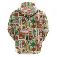 Hawaiian Santa Christmas Pattern Zip Hoodie White Version - Wonder Print Shop