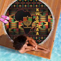 Kwanzaa Festival Beach Blanket Kinara Candles African Pattern - Wonder Print Shop