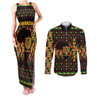 Kwanzaa Festival Couples Matching Tank Maxi Dress and Long Sleeve Button Shirt Kinara Candles African Pattern - Wonder Print Shop