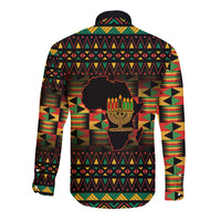 Kwanzaa Festival Long Sleeve Button Shirt Kinara Candles African Pattern - Wonder Print Shop