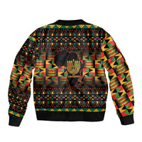 Kwanzaa Festival Sleeve Zip Bomber Jacket Kinara Candles African Pattern - Wonder Print Shop
