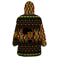 Kwanzaa Festival Wearable Blanket Hoodie Kinara Candles African Pattern - Wonder Print Shop