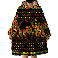 Kwanzaa Festival Wearable Blanket Hoodie Kinara Candles African Pattern - Wonder Print Shop