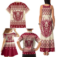 Austria Christmas Family Matching Tank Maxi Dress and Hawaiian Shirt Krampus Xmas Pattern - Wonder Print Shop