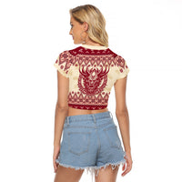 Austria Christmas Raglan Cropped T Shirt Krampus Xmas Pattern - Wonder Print Shop