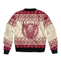 Austria Christmas Sleeve Zip Bomber Jacket Krampus Xmas Pattern - Wonder Print Shop