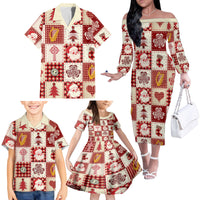 Ireland Christmas Family Matching Off Shoulder Long Sleeve Dress and Hawaiian Shirt Irish Celtic Xmas Patchwork Style - Wonder Print Shop