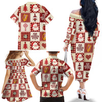 Ireland Christmas Family Matching Off Shoulder Long Sleeve Dress and Hawaiian Shirt Irish Celtic Xmas Patchwork Style - Wonder Print Shop