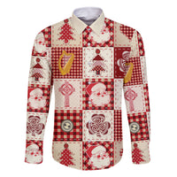 Ireland Christmas Family Matching Off Shoulder Long Sleeve Dress and Hawaiian Shirt Irish Celtic Xmas Patchwork Style - Wonder Print Shop