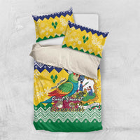 Saint Vincent and the Grenadines Christmas Bedding Set Santa Vincent Parrot - Wonder Print Shop