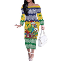 Personalized Saint Vincent and the Grenadines Christmas Family Matching Off The Shoulder Long Sleeve Dress and Hawaiian Shirt Santa Vincent Parrot - Wonder Print Shop
