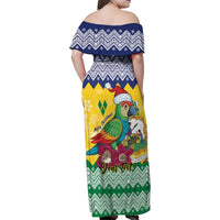 Personalized Saint Vincent and the Grenadines Christmas Family Matching Off Shoulder Maxi Dress and Hawaiian Shirt Santa Vincent Parrot - Wonder Print Shop