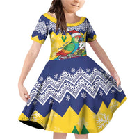 Personalized Saint Vincent and the Grenadines Christmas Family Matching Off Shoulder Short Dress and Hawaiian Shirt Santa Vincent Parrot - Wonder Print Shop