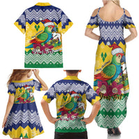 Personalized Saint Vincent and the Grenadines Christmas Family Matching Summer Maxi Dress and Hawaiian Shirt Santa Vincent Parrot - Wonder Print Shop